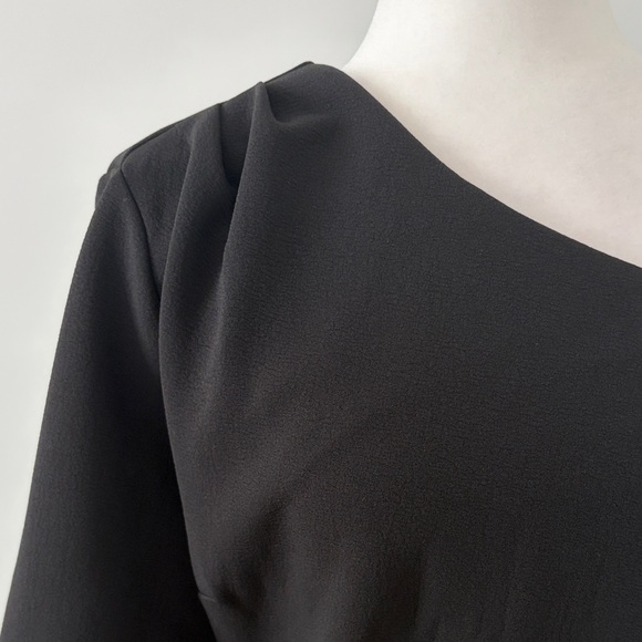 Chic One-Shoulder Black Dress - Picture 3 of 8